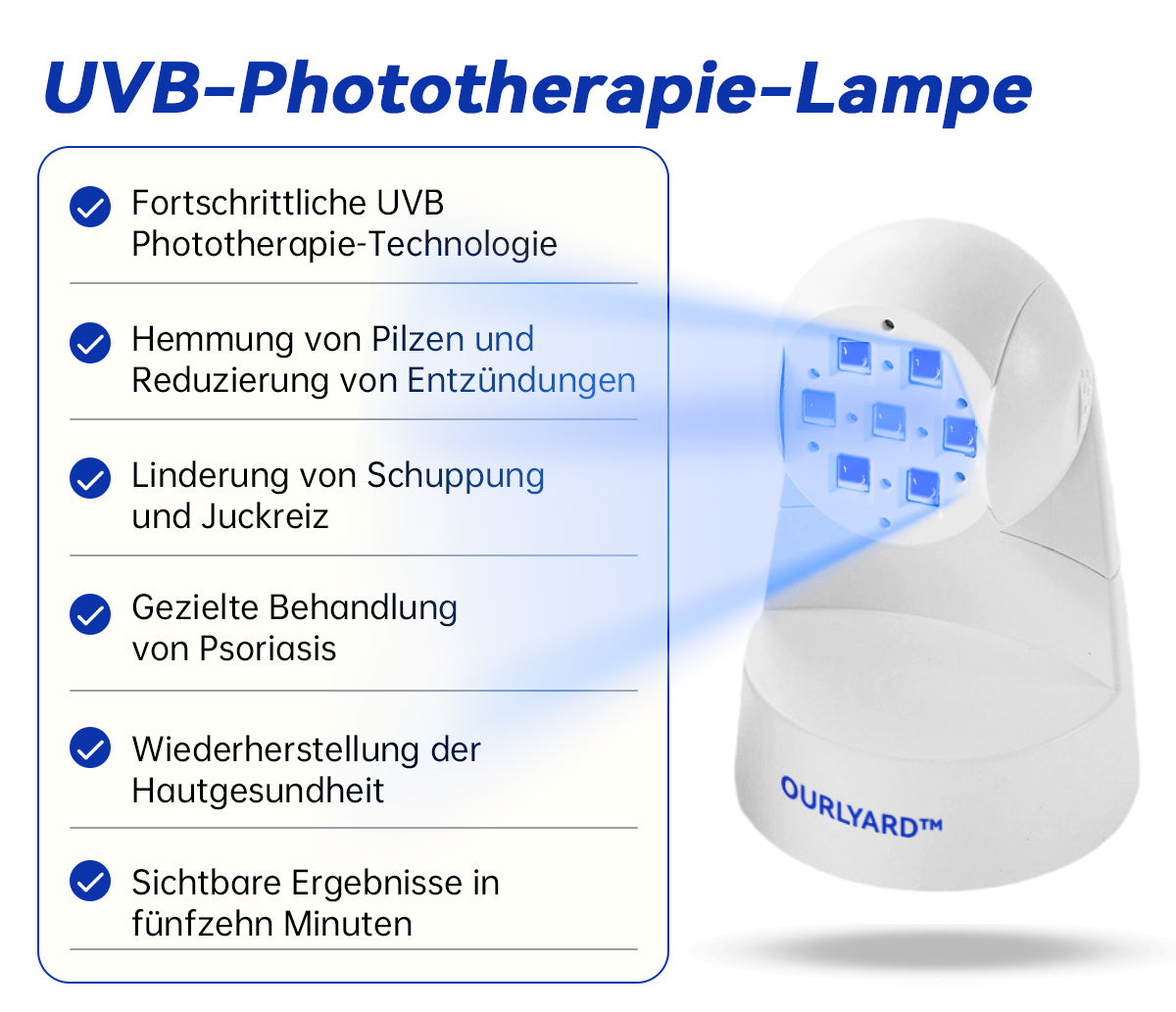 Ourlyard™ Psoriasis Rotierende UVB-Phototherapielampe (Freihändig, Geeignet für alle Hauttypen)