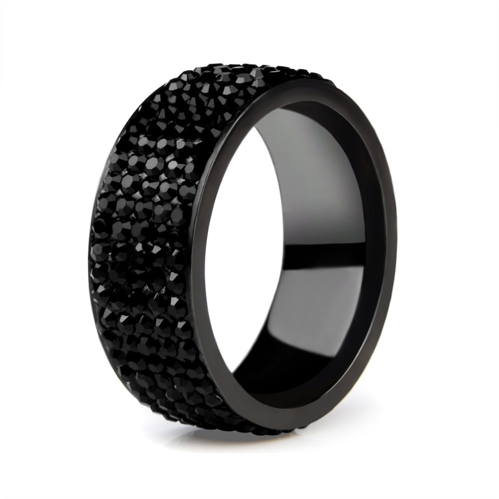 Hohe Qualität Punk Rock Edelstahl Schwarz Ring Männer Blau Rot Grün Kristall Ring Für Frauen Ehering Schmuck 6 7 8 9 10 11