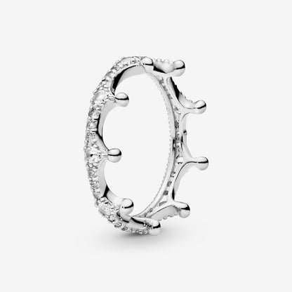 Sterling Silber Damen Ringe Funkelnder Tropfen Halo Prinzessin Tiara Krone Blume Perlen Ringe Damen Schmuck